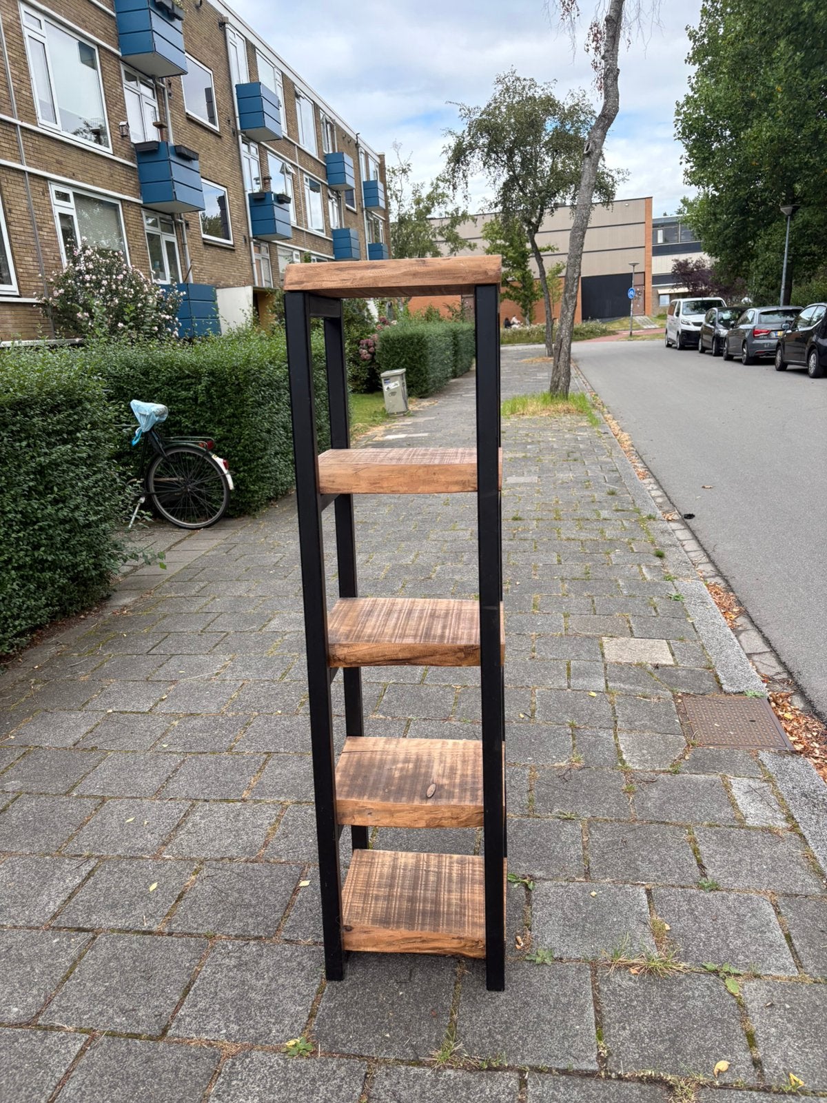Handgemaakte Industriële Kast met Houten Planken, Huis en Inrichting, Met plank(en), Minder dan 50 cm, Ophalen of Verzenden, Zo goed als nieuw
