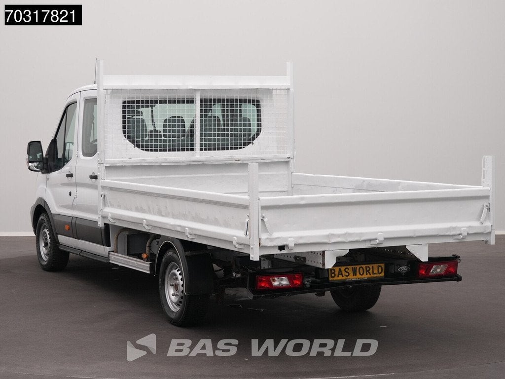 Ford Transit 130pk Dubbel Cabine Open Laadbak Euro6 Pritsche, Auto's, Euro 6, 4 cilinders, Wit, Leder