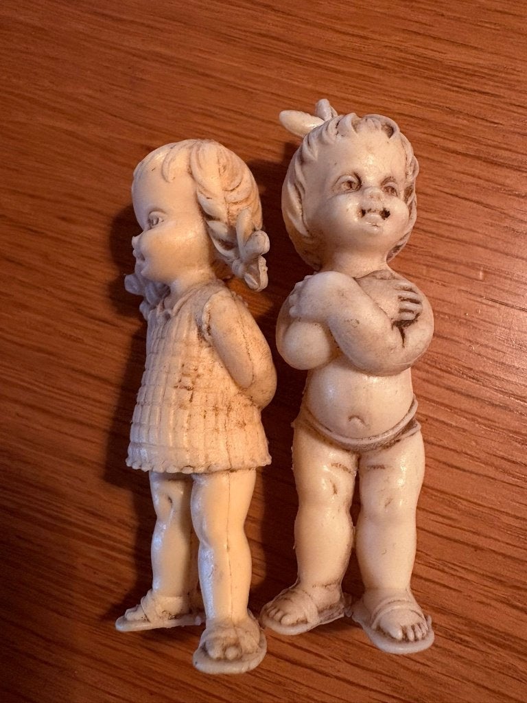 Klok waspoeder beeldjes jaren '50 poppetjes, Verzamelen, Poppetjes en Figuurtjes, Gebruikt, Ophalen of Verzenden
