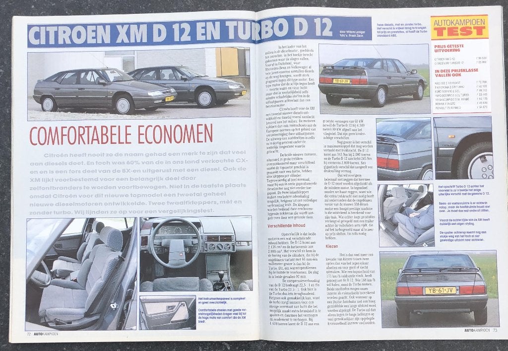 Citroen XM ( 2,0i - D12 - V6 ) testen in Autovisie e.a., Gelezen, Ophalen of Verzenden, Autovisie, Citroën