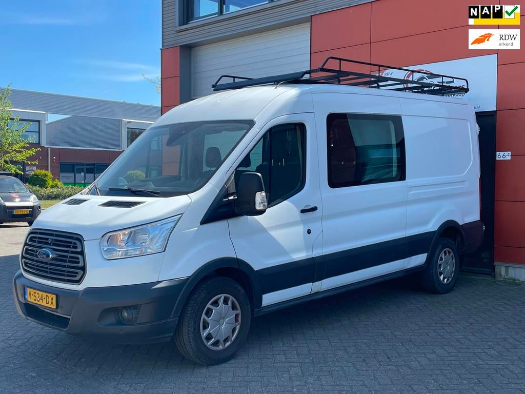 Ford Transit 350 2.0 TDCI L3H2 Trend DC 6P APK AIRCO NAVI PD, Auto's, Bluetooth, Euro 6, 4 cilinders, Wit