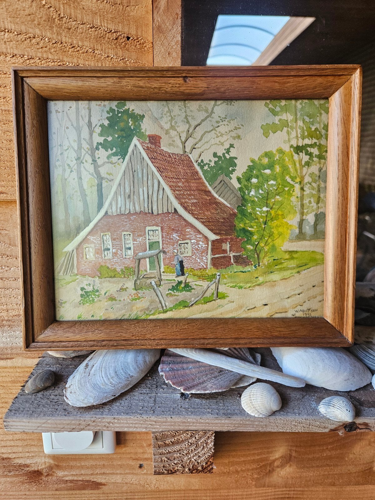 Schilderij/aquarel Enschede, Honhofweg van W.Aberson, Antiek en Kunst, Ophalen