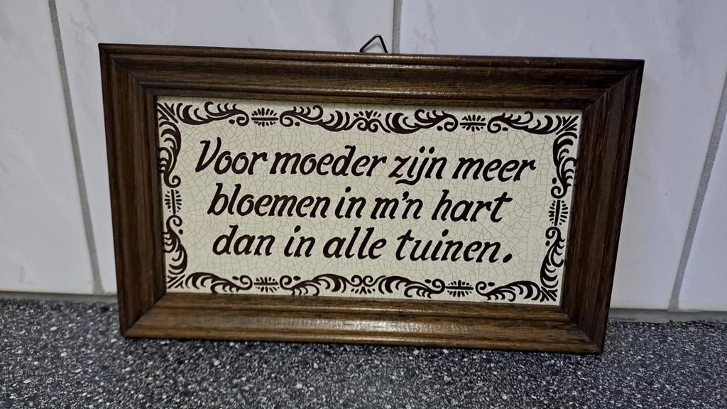 Vintage tegeltableau met spreuk, Antiek en Kunst, Ophalen of Verzenden