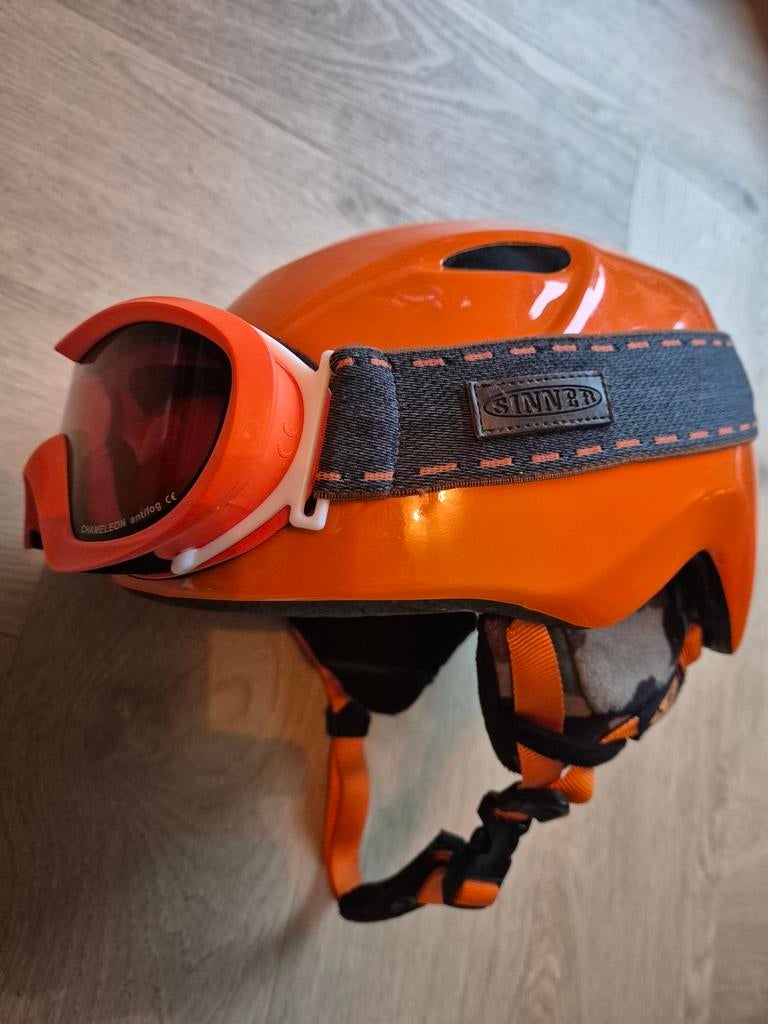 Skihelm giro en skibril sinner junior oranje, Overige merken, Gebruikt, Overige typen, Ophalen of Verzenden