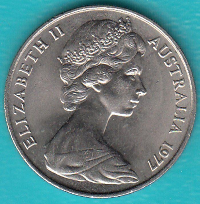 Australië 20 Cents Elizabeth II 1977, KM# 66 in munthouder, Ophalen of Verzenden, Losse munt