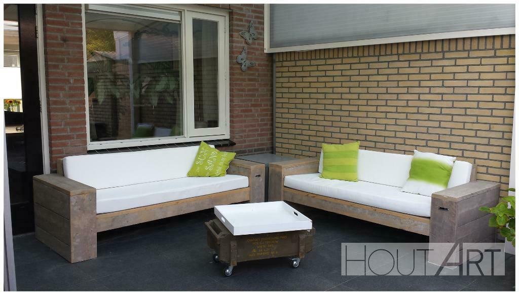 Rechte loungebank steigerhout NIEUW!, 2 zitplaatsen, Nieuw, Ophalen of Verzenden, Loungeset