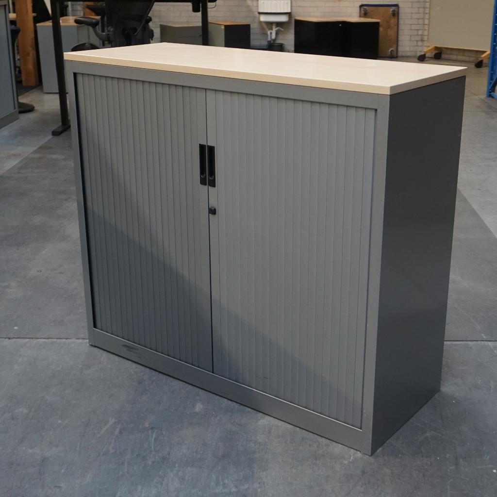WPD Roldeurkast |Archiefkast |106x120x46cm |Grijs/Ahorn blad
