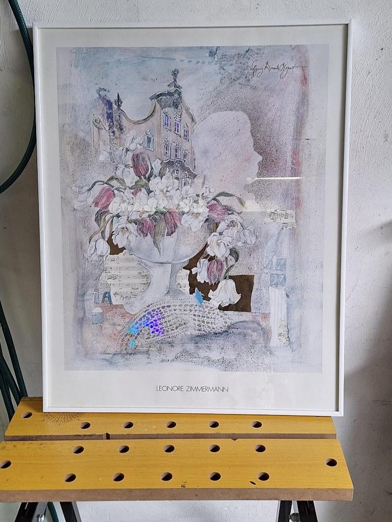 Schilderij Leonora Zimmerman Mozart met lijst, 50 tot 75 cm, Ophalen of Verzenden, Zo goed als nieuw, Schilderij