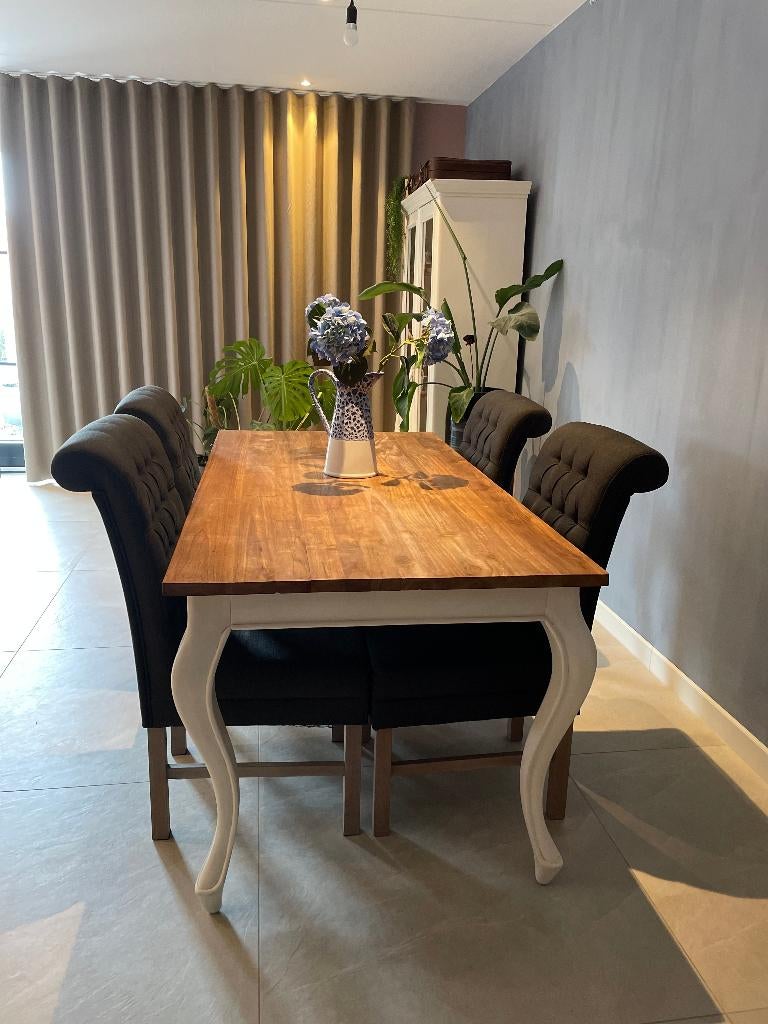 Eettafel 180x90 Teak Landelijk Klassiek, Huis en Inrichting, Tafels | Eettafels, Ophalen, Landelijk klassiek, Teakhout, 50 tot 100 cm