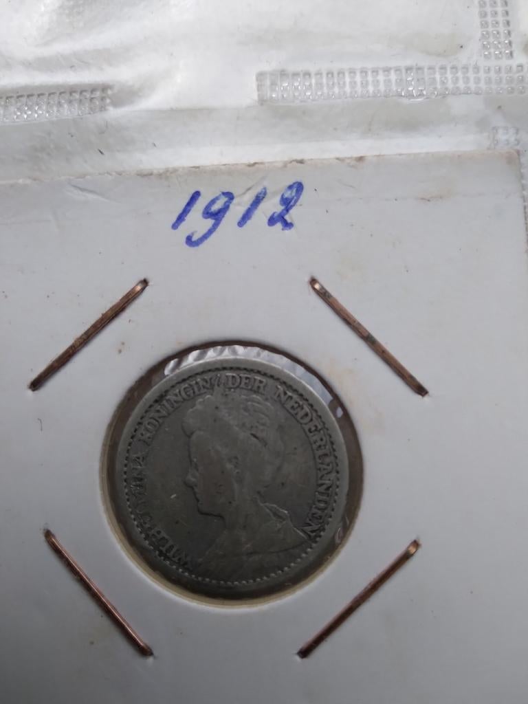 Munt kwartje 1912 Hermelijnen Mantel., Postzegels en Munten, Munten | Nederland, Ophalen, Zilver, 25 cent, Koningin Wilhelmina