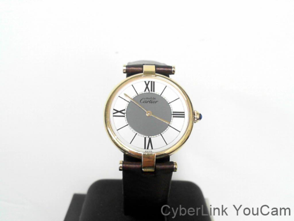 14961 Cartier Vermeil Must Ref:590003 Dames Horloge, Leer, Polshorloge, Ophalen of Verzenden, Zo goed als nieuw