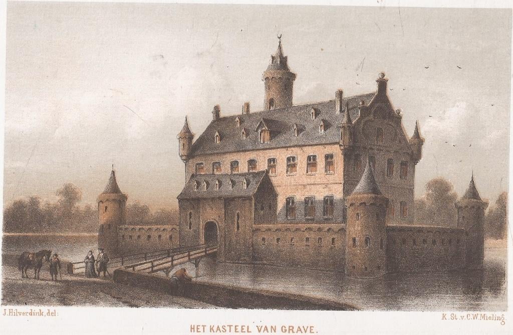 Grave Het Kasteel van Grave litho ca. 1860, Ophalen of Verzenden