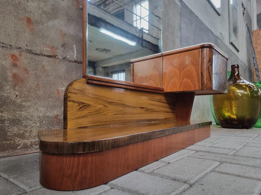 Mid Century Design Staande Spiegel met Kastje | Vintage Kast, Ophalen of Verzenden, Gebruikt