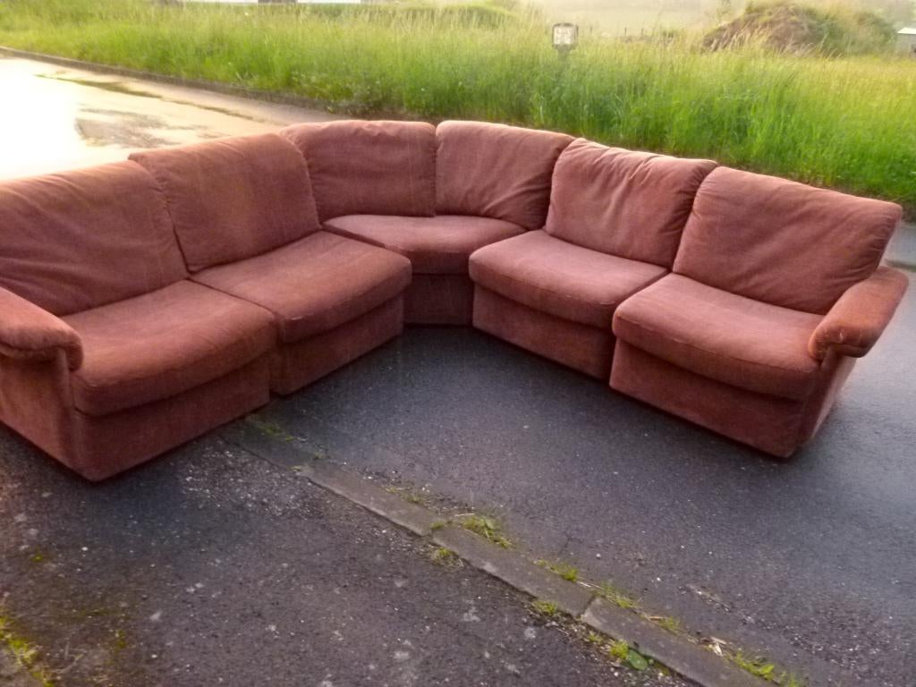 vintage modulaire fauteuils sofa 70er 5-delig, Huis en Inrichting, Banken | Complete zithoeken, Ophalen, Zo goed als nieuw, Stof