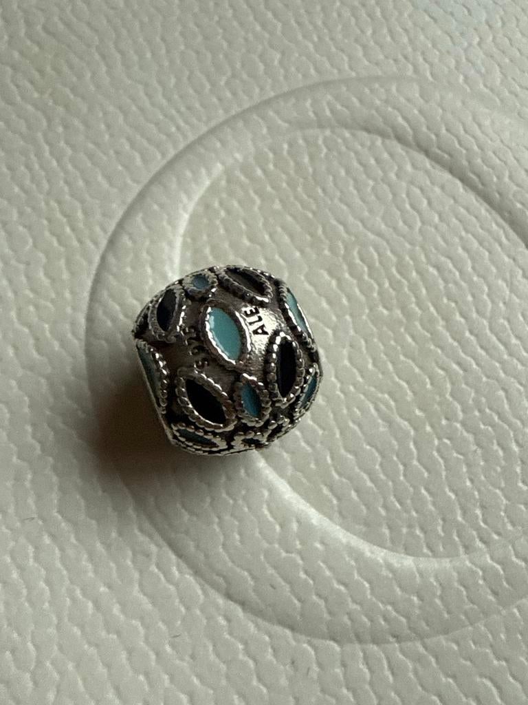 Pandora Bedel Blauw Zilver, Pandora, Ophalen of Verzenden, Zo goed als nieuw, 1 bedel