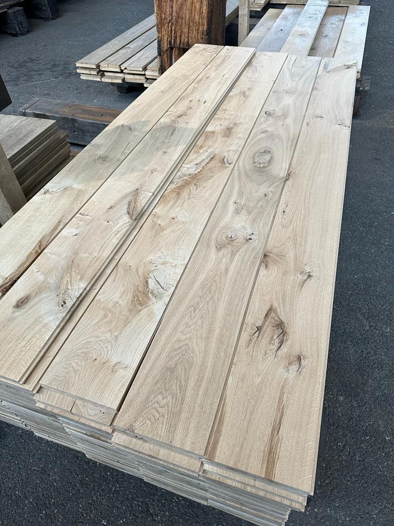Eiken Vloerdelen - Massief 18 en 22 cm breed, Ophalen, Gebruikt, Minder dan 25 mm, Eiken