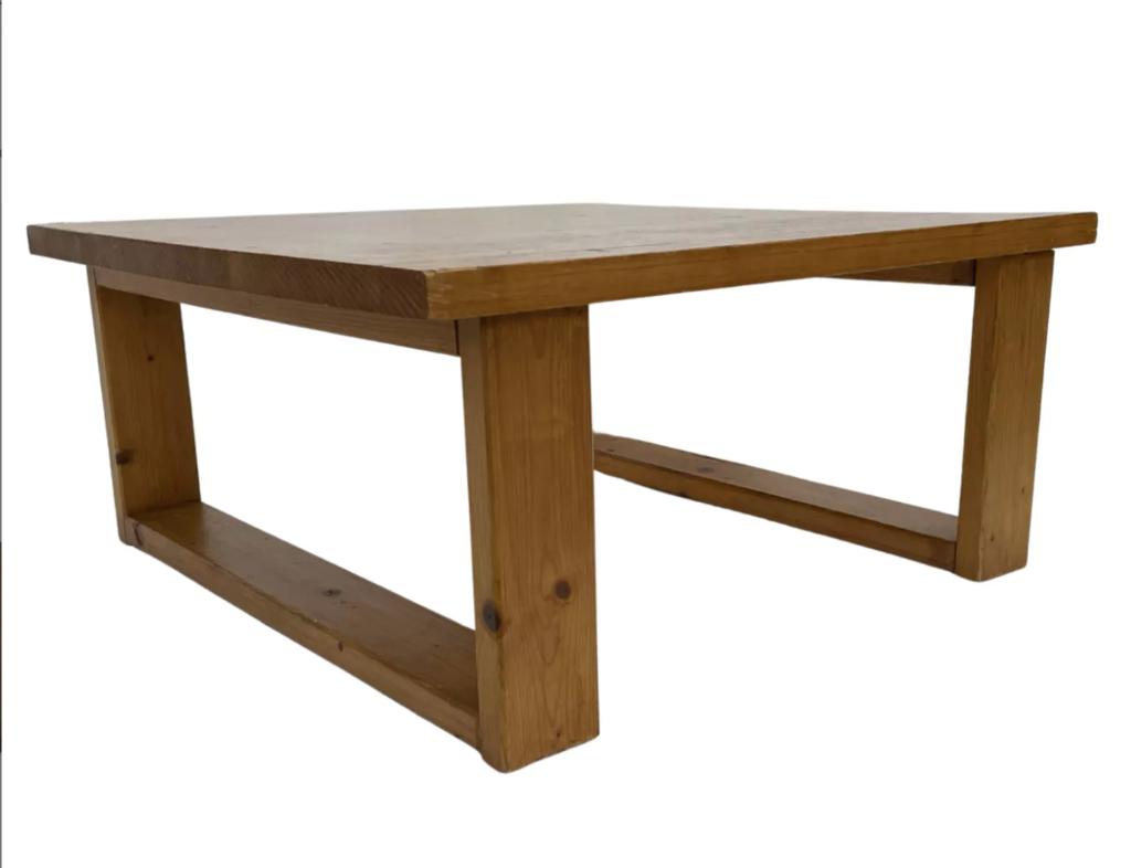 Vintage salontafel grenenhout minimalistisch jaren 70, Ophalen, Gebruikt, 100 tot 150 cm, Vintage