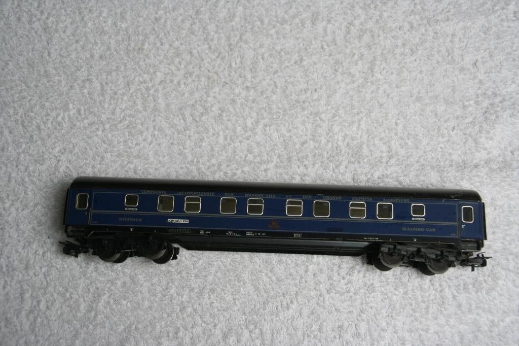 Märklin HO 4581 Slaaprijtuig van de CIWL blauw (1-3), Wisselstroom, Gebruikt, Wagon, Ophalen of Verzenden