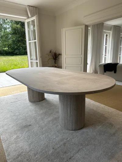 Travertijn tafel, Verzenden, 200 cm of meer, 50 tot 100 cm, Zo goed als nieuw