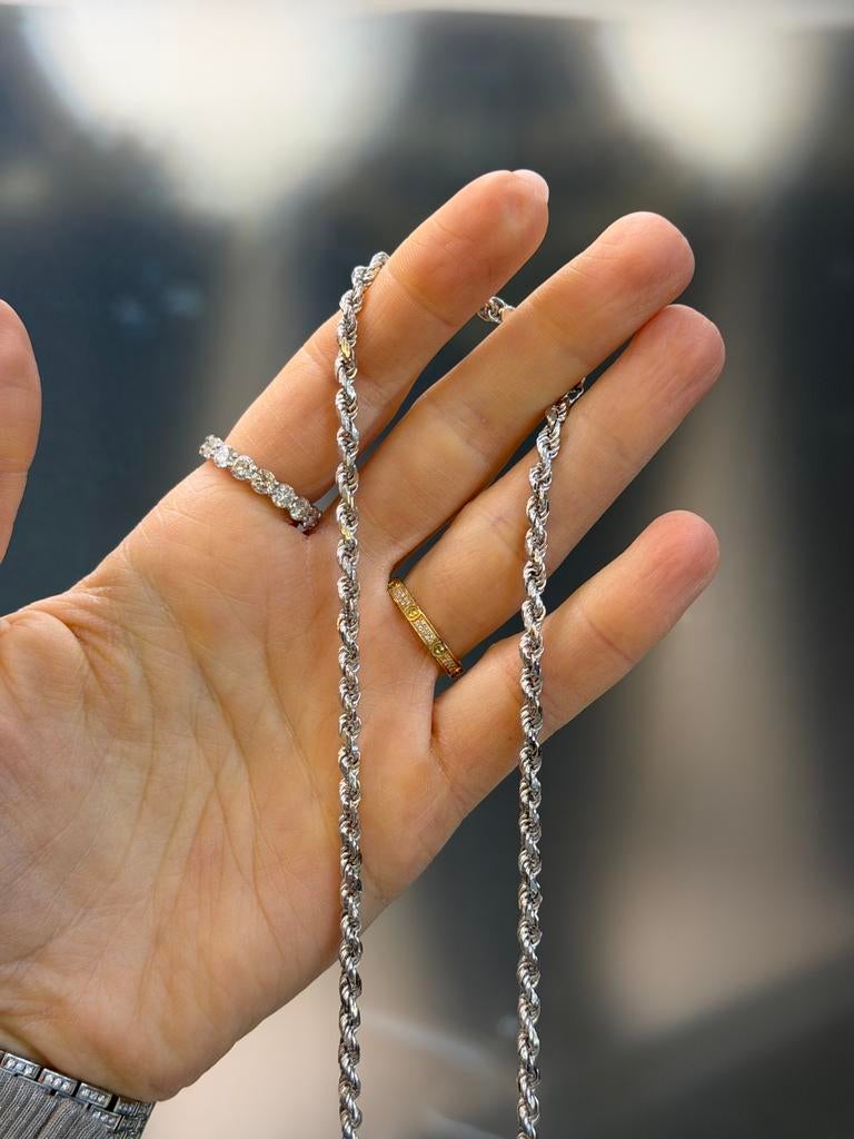 14KT Wit Goud - 31 Gram - Ketting - ROPE - Massief -Gedraaid, Ophalen, Nieuw, Goud