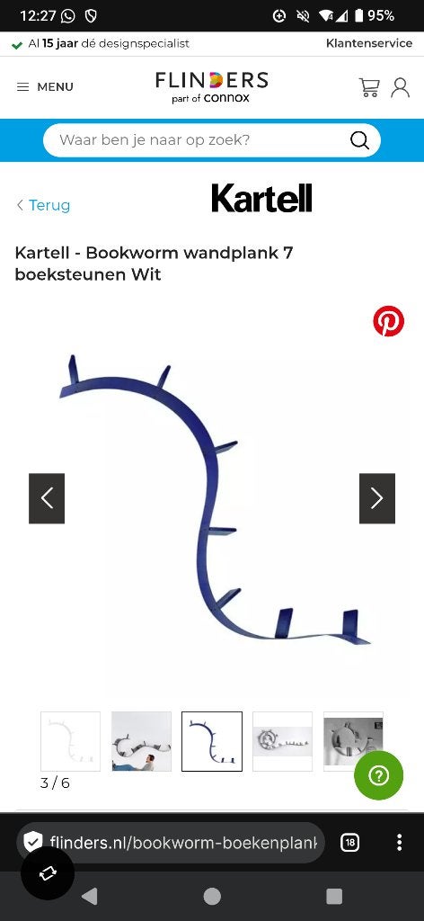 Zwarte Kartell Bookworm 7 plankjes, Ophalen, Minder dan 50 cm, 200 cm of meer, Zo goed als nieuw