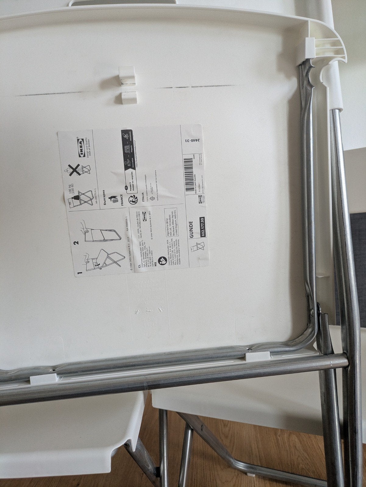 6x IKEA GUNDE Klapstoelen Wit - Binnen en Buiten, Huis en Inrichting, Stoelen, Ophalen, Wit, Vijf, Zes of meer stoelen