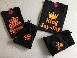 King en queen pakken met je eigen naam in maat 146, Kinderen en Baby's, Kinderkleding | Maat 146, Ophalen of Verzenden, Nieuw
