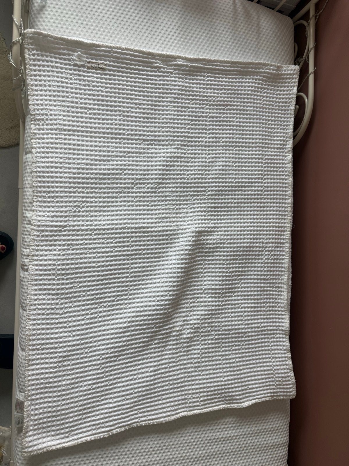 Koeka teddy wafel dekentje wit 75x100 cm, Koeka, Ophalen of Verzenden, Zo goed als nieuw, Gevoerd