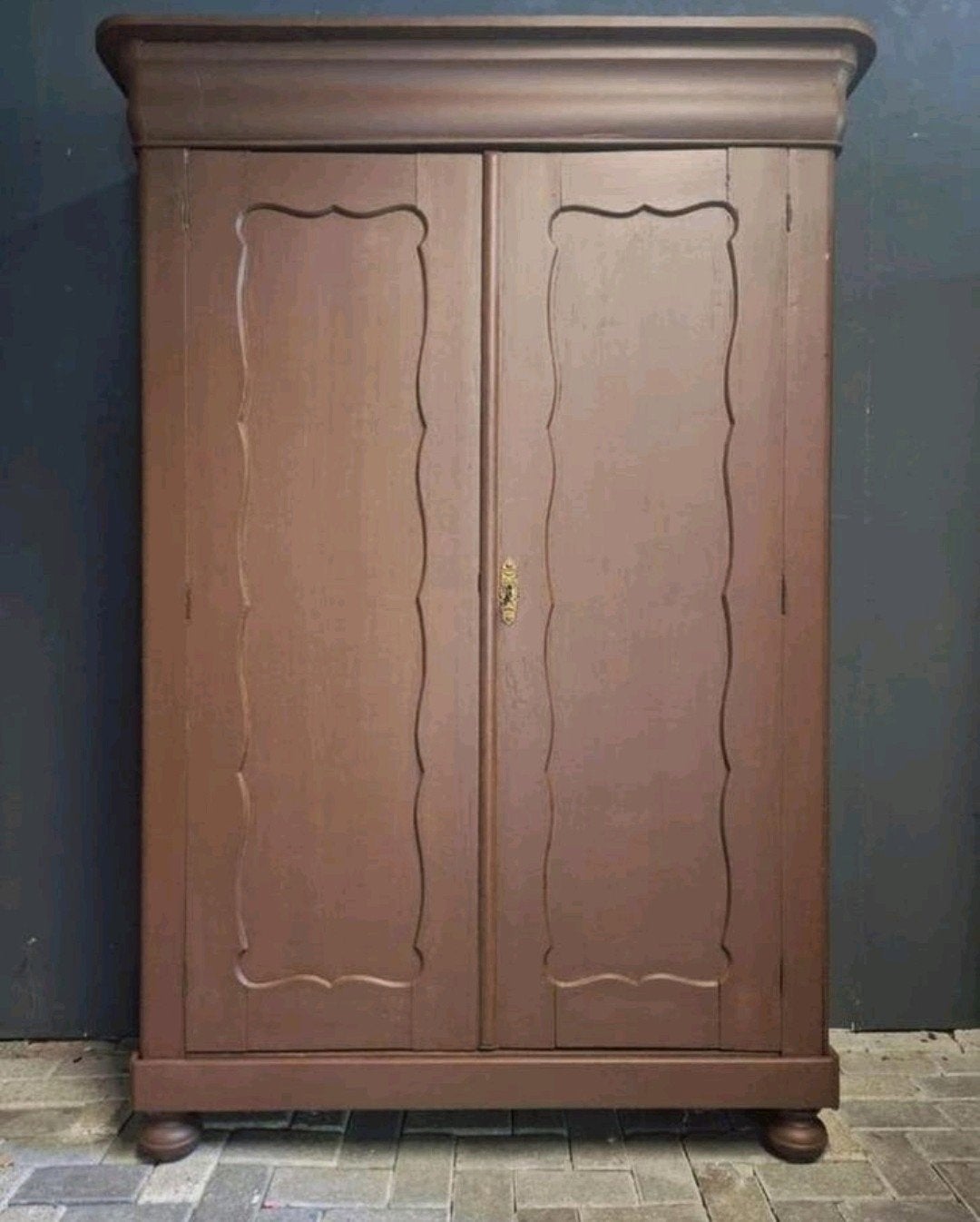 Bruine biedermeier kledingkast linnenkast, Ophalen of Verzenden