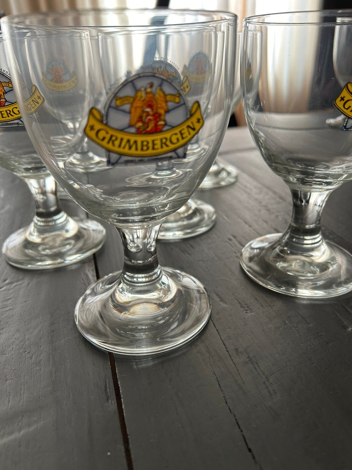 6 trappist glazen, Ophalen, Zo goed als nieuw, Glas of Glazen, Overige merken