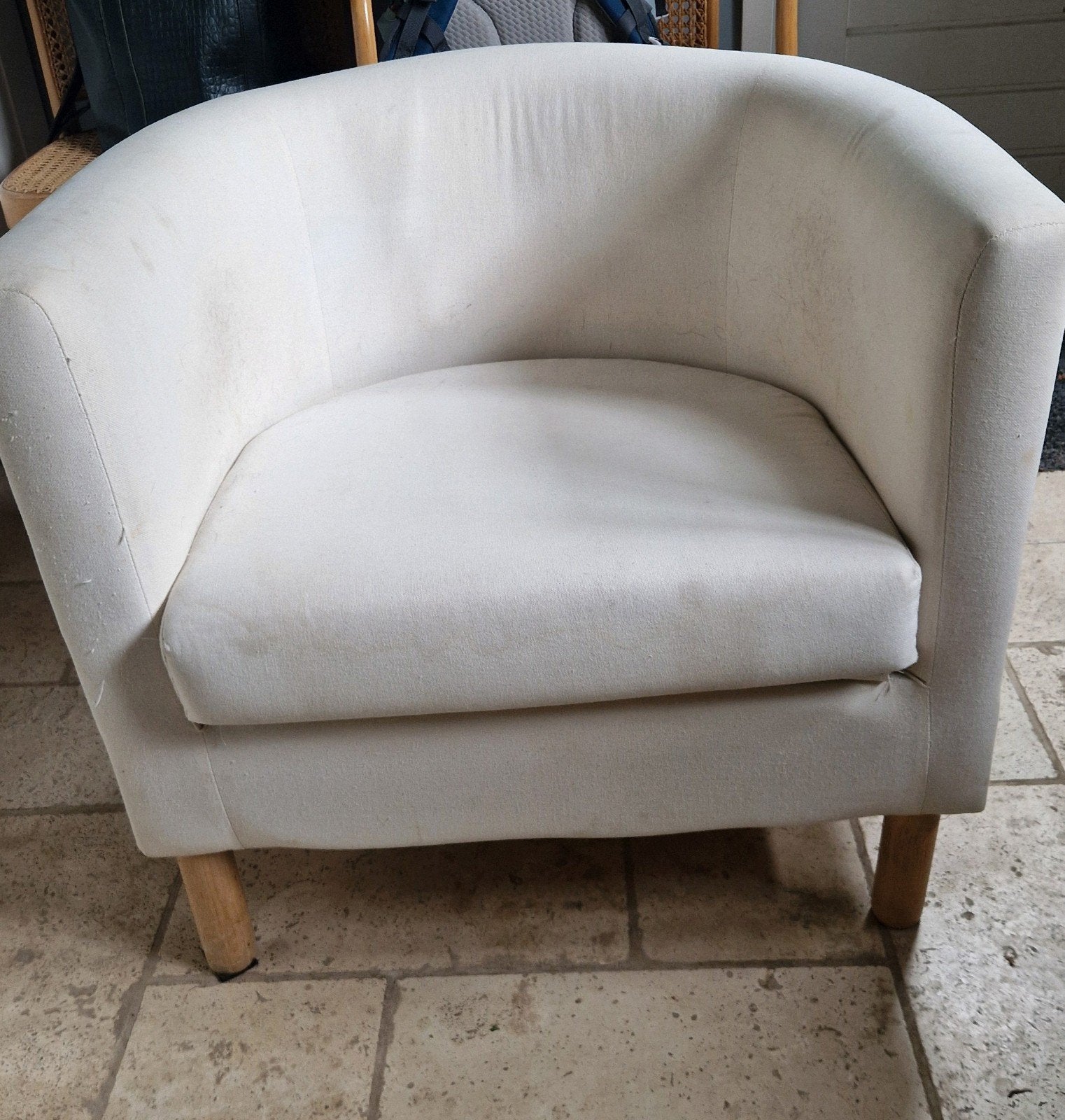Gratis Crèmekleurige Fauteuil, Ophalen, Modern, Comfortabel, Gebruikt, 75 tot 100 cm
