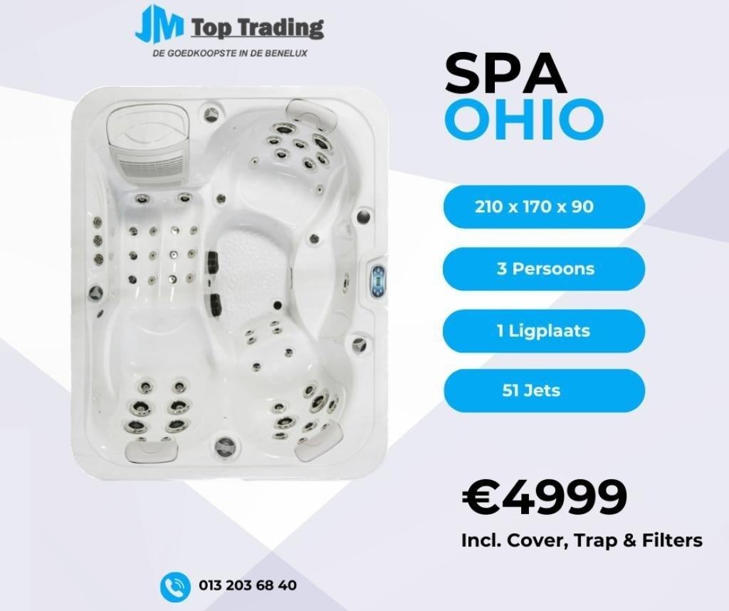 Jacuzzi Ohio (Balboa) - 3/4 pers. - 210x170x90cm - 51 jets!, Ophalen, Nieuw, Afdekzeil