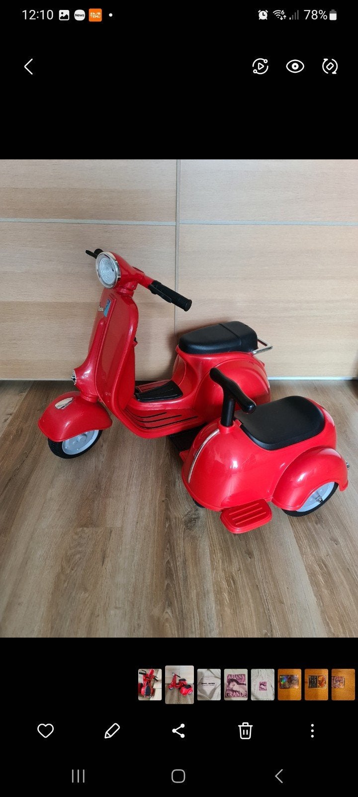 Elektrische scooter met zijspan zgan, Kinderen en Baby's, Speelgoed | Speelgoedvoertuigen, Ophalen of Verzenden, Zo goed als nieuw