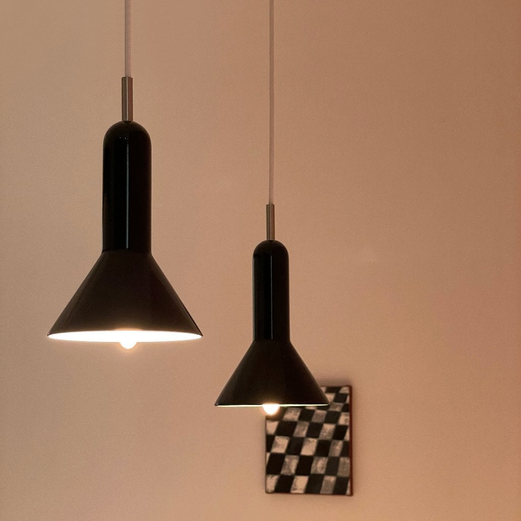 zwart glazen Deens vintage design LAMPEN Frandsen Lightning, Gebruikt, -, -, Glas