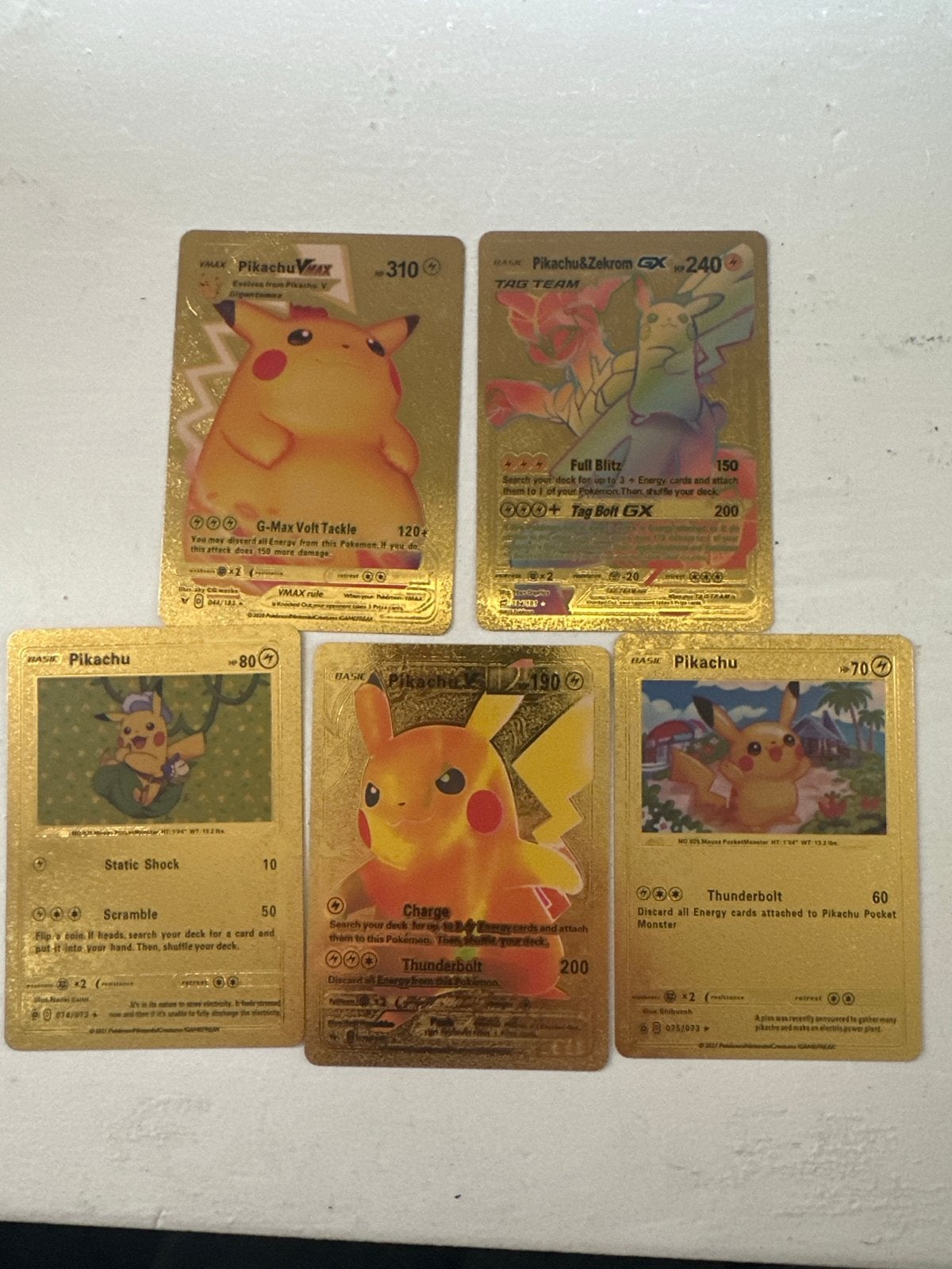 Gouden Pikachu Pokémon Kaarten Set, Ophalen of Verzenden, Zo goed als nieuw, Meerdere kaarten, Foil
