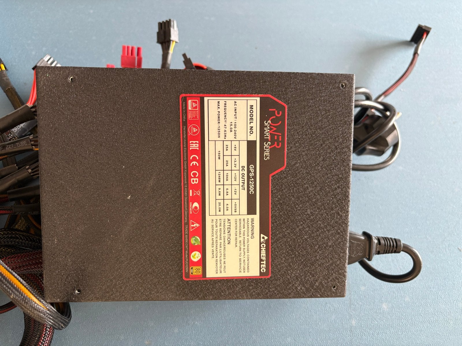 Chieftec GPS-1250C Voeding - 1250W, Computers en Software, Ophalen of Verzenden, Gebruikt