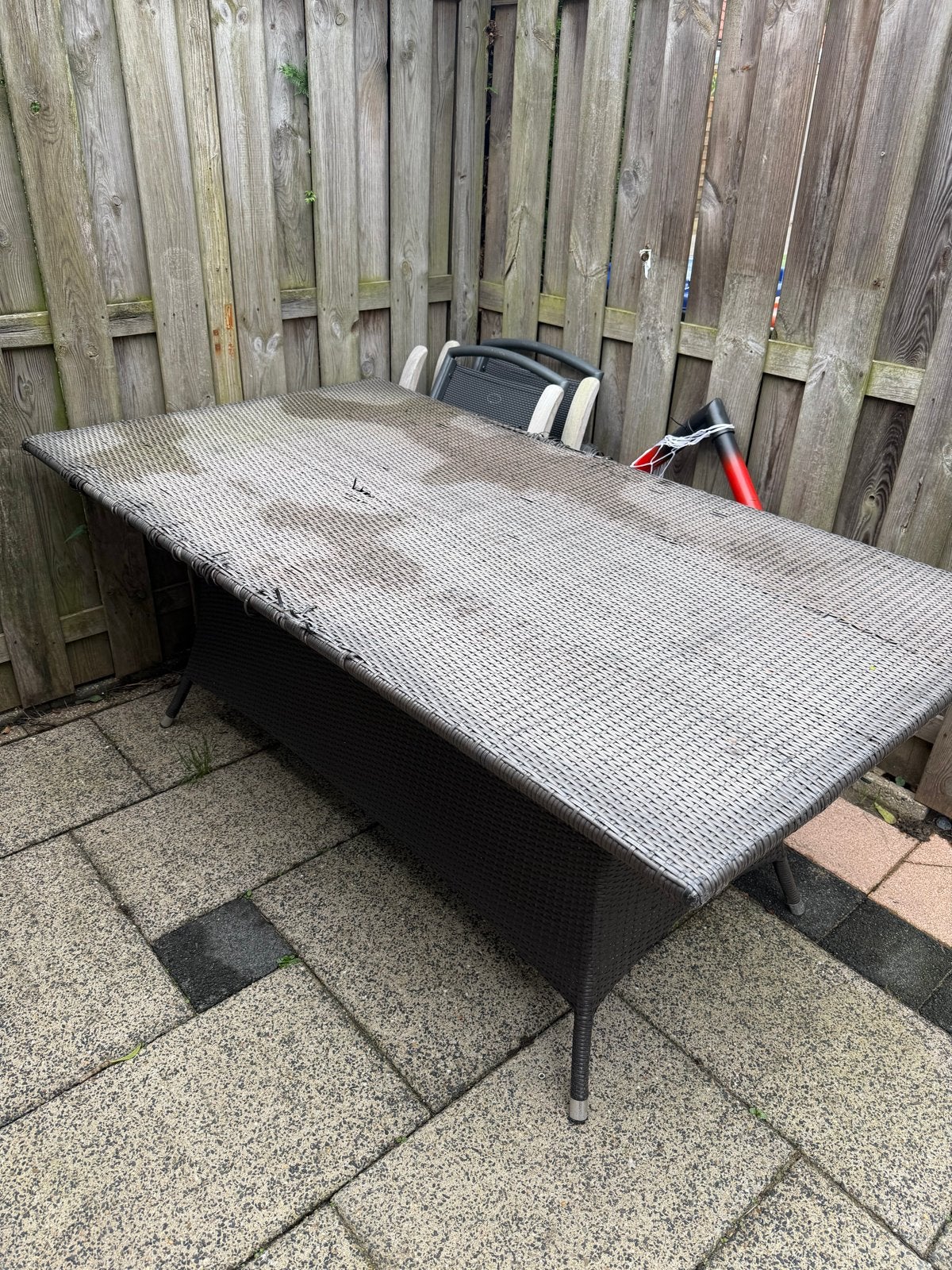 Oude Tuin Tafel - Gratis Af te Halen, Tuin en Terras, Ophalen of Verzenden, Gebruikt, Rechthoekig, Wicker