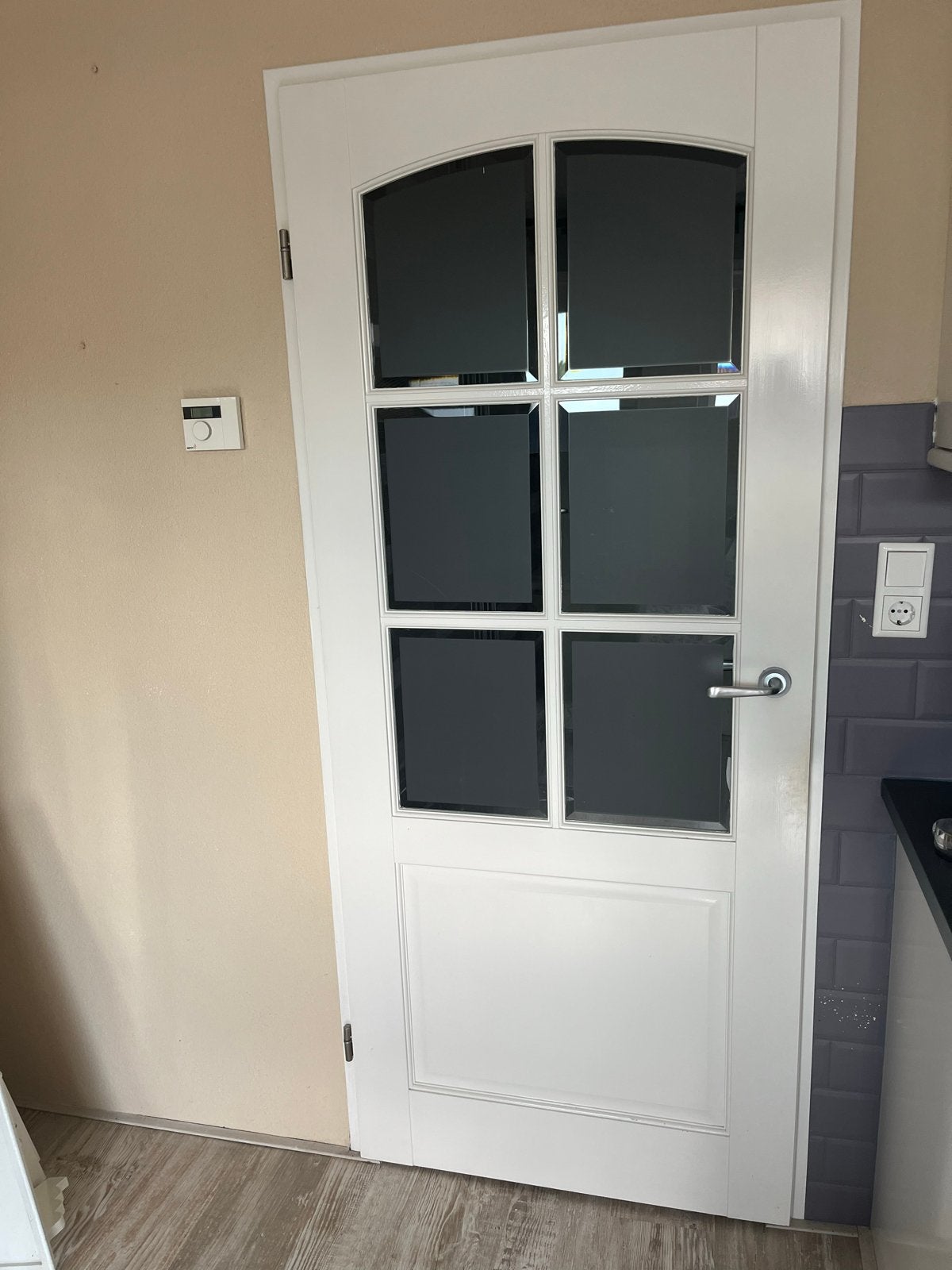 Binnendeur met glas 200x85 cm, Doe-het-zelf en Verbouw, Ophalen, Gebruikt, 80 tot 100 cm, Binnendeur
