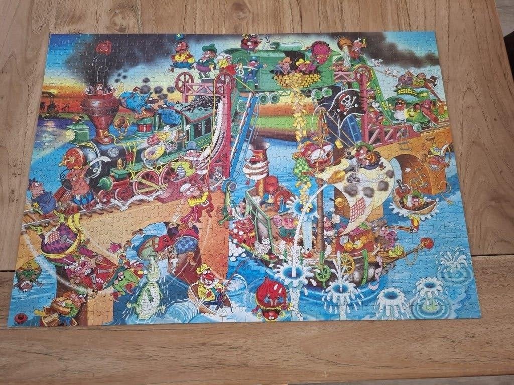 Puzzel Steam train pirates Stoomtrein piraten 1000 stukjes, Ophalen of Verzenden, 500 t/m 1500 stukjes, Zo goed als nieuw, Legpuzzel