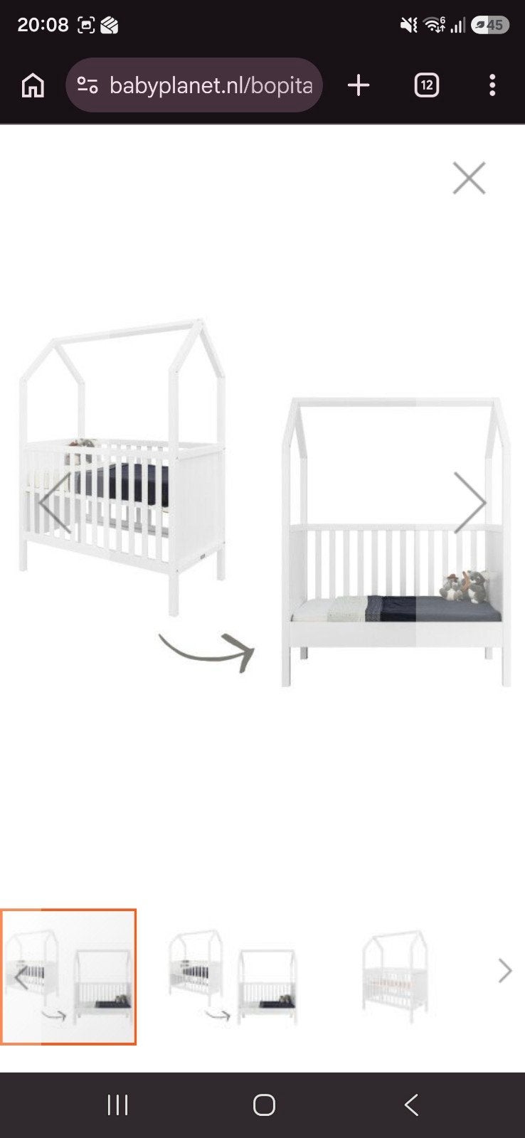 Bopita My First House Bed 60x120 - Ombouwbaar Ledikant, Kinderen en Baby's, Kinderkamer | Bedden, Nieuw, Minder dan 140 cm, Minder dan 70 cm