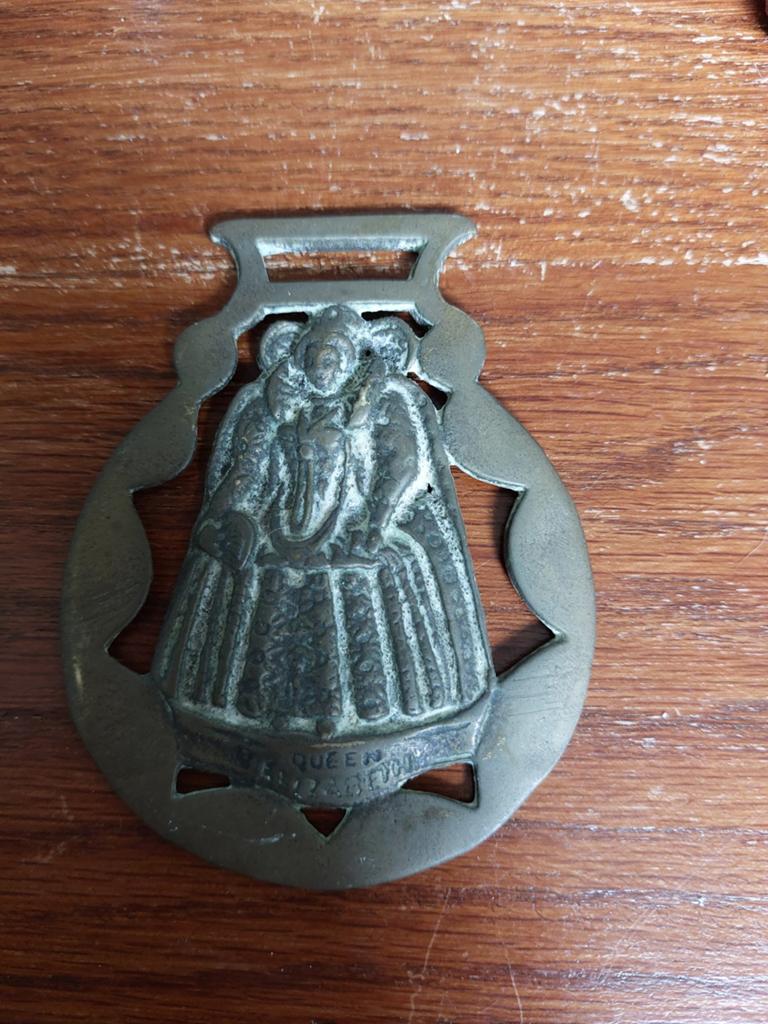 Antieke bronzen paardenhanger Queen Elizabeth, Antiek en Kunst, Ophalen of Verzenden, Brons