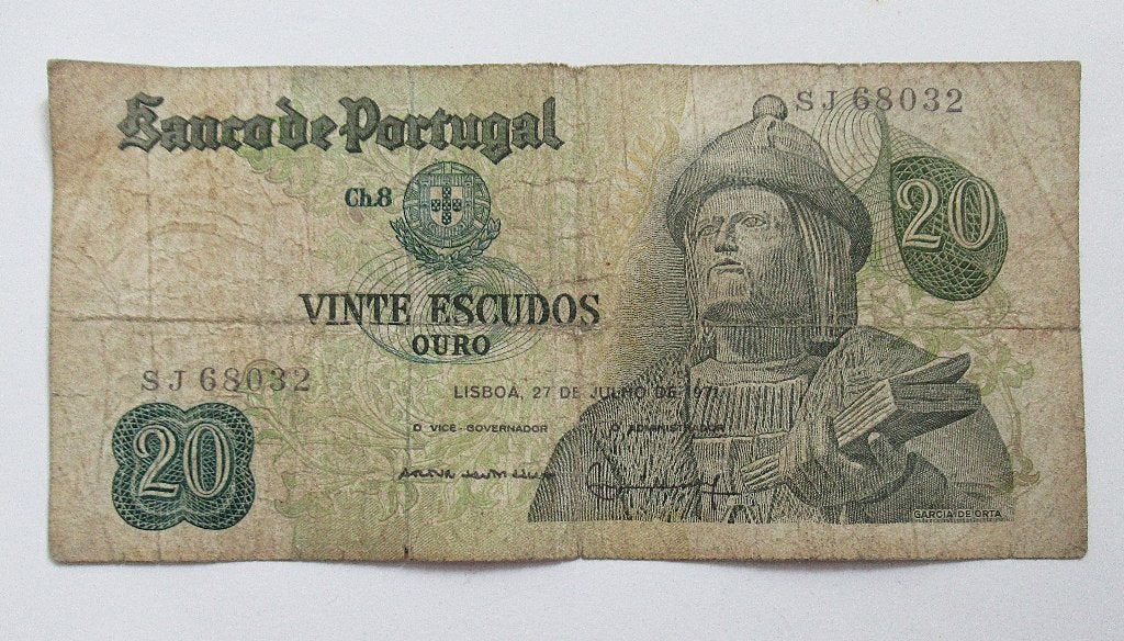 Portugal 20 Escudos 1971 bankbiljet., Ophalen of Verzenden, Overige landen