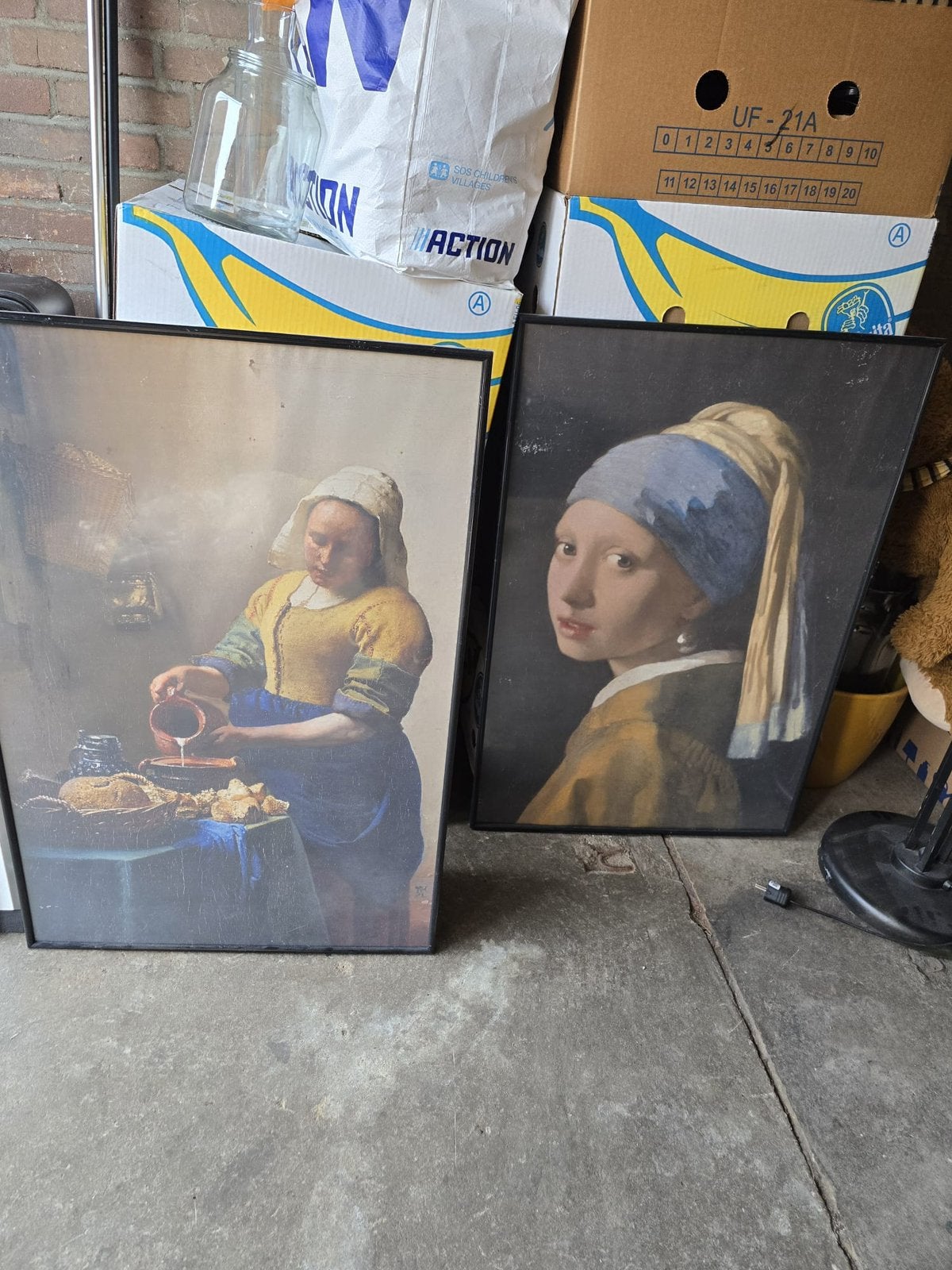 Poster in lijst Vermeer: Melkmeisje & meisje met de parel, Ophalen