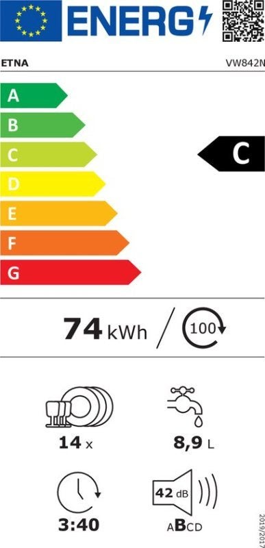 ETNA inbouw vaatwasser VW842N, Witgoed en Apparatuur, Minder dan 85 cm, Minder dan 10 liter, Nieuw, Ophalen of Verzenden