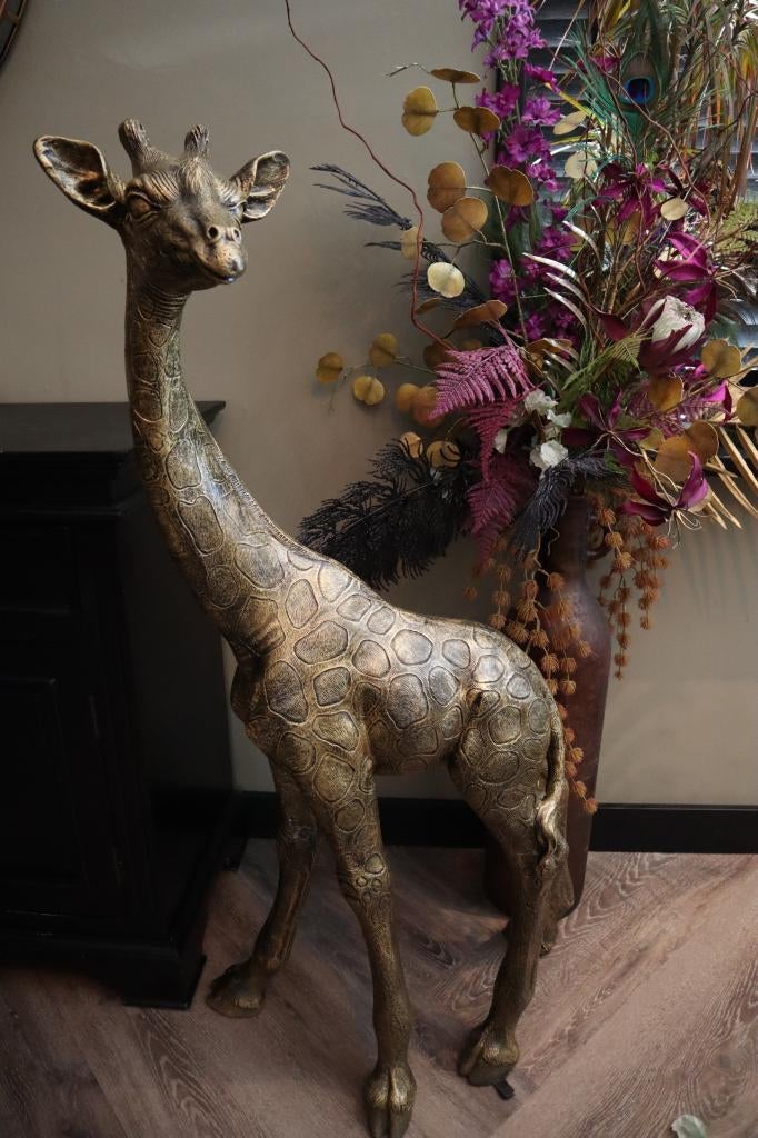 Giraffe beeld goud 120 cm – XL stijlvolle decoratie, Huis en Inrichting, -, -, Nieuw, Kunststof
