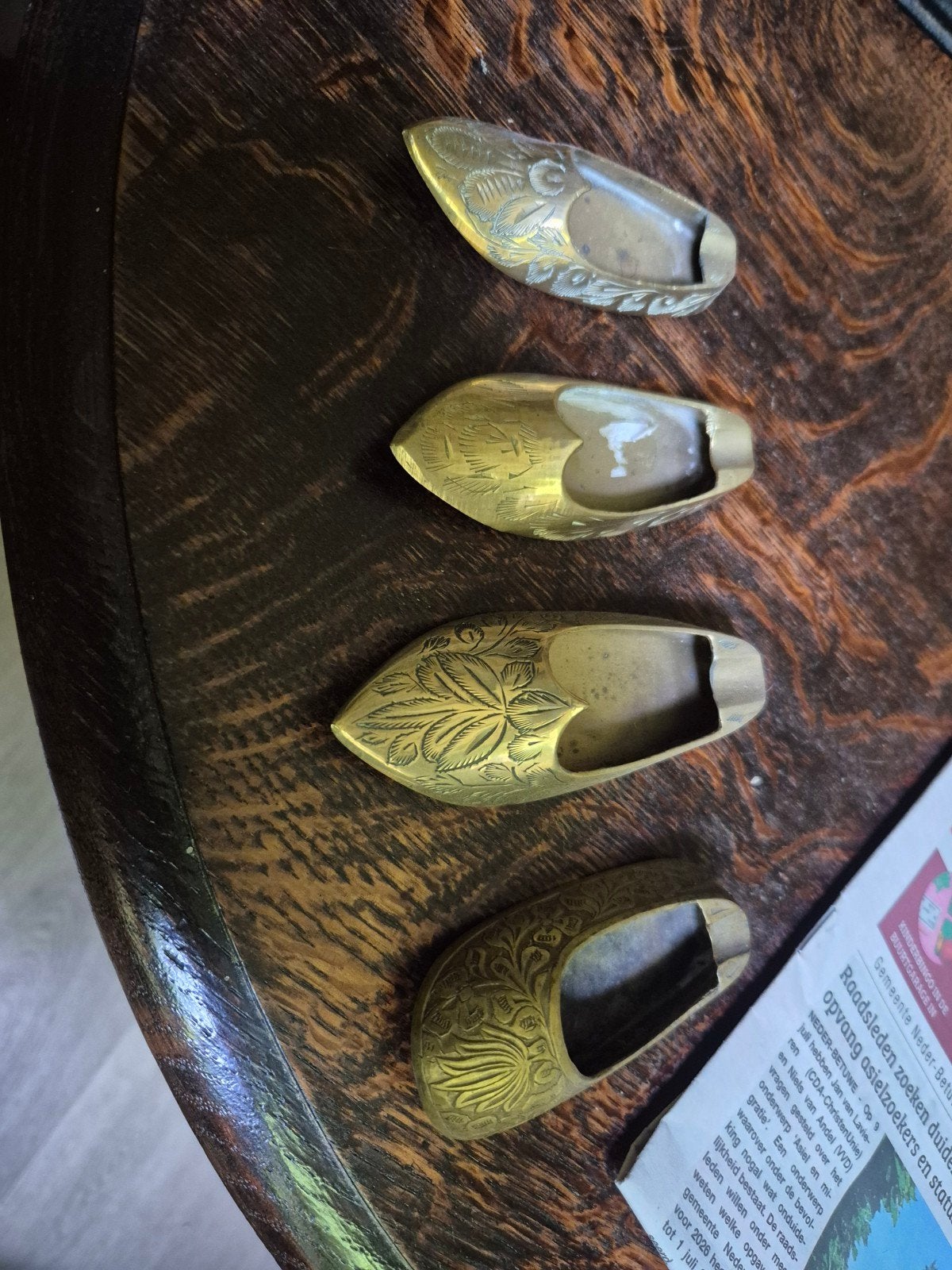 Set van 4 vintage messing asbakken in de vorm van schoenen, Ophalen