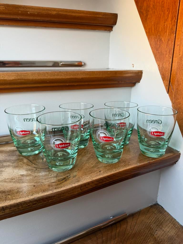 6x Lipton Ice Tea Green glas 0,34L, Verzamelen, Ophalen of Verzenden, Zo goed als nieuw, Frisdrankglas