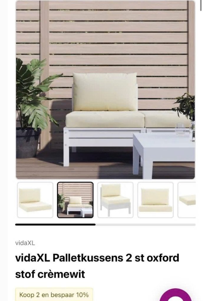 Lounge kussens crème/wit, Huis en Inrichting, Ophalen, Nieuw, Wit, Vierkant