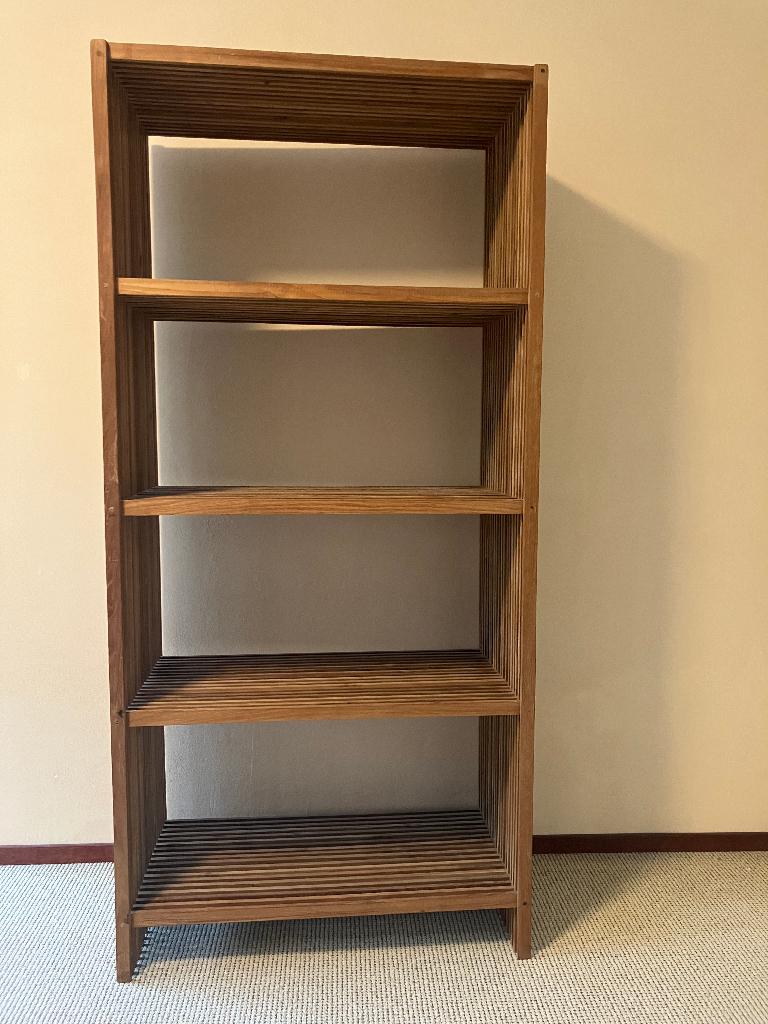 teakhouten boekenkast, Huis en Inrichting, Kasten | Boekenkasten, Ophalen, Eikenhout, 50 tot 100 cm, Zo goed als nieuw