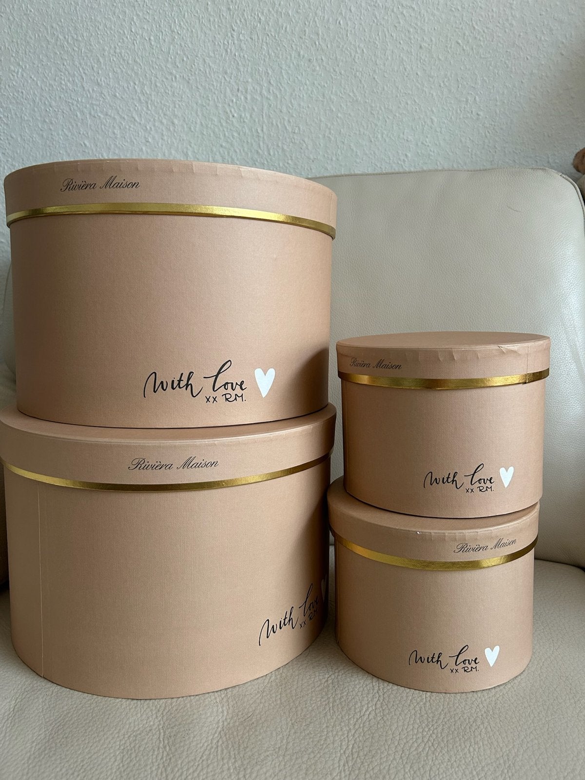 4-delige luxe Riviera Maison boxen set (L en S), Nieuw, Roze, Ophalen of Verzenden, Landelijk